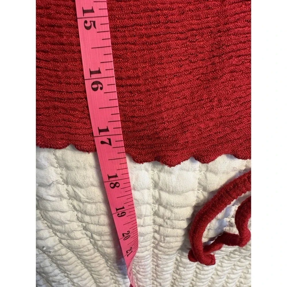 Hollister Red Textured Ruched Drawstring Cropped Top Long Sleeve Size Large